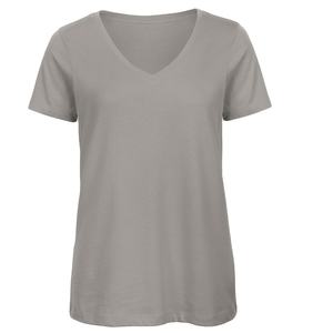T-shirt décontracté pour femmes, col en V, grande taille, séchage rapide, coton et polyester, été, longueur courte, broderie imprimée, bouton, couleur grise - Product Image 1