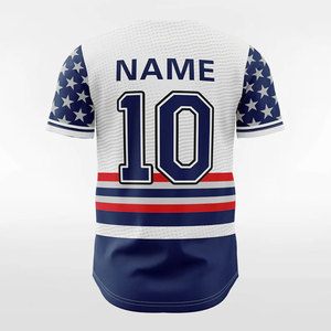 Maillot de baseball personnalisé pour homme, manches courtes, imprimé drapeau américain, maille polyester respirante, boutons sur le devant, coupe classique, sport adulte - Product Image 6