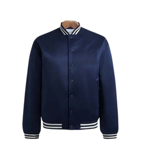 Veste de baseball en satin bleu pour homme, grande taille, respirante, de haute qualité, style décontracté, vente en gros pour les lycées - Product Image 4