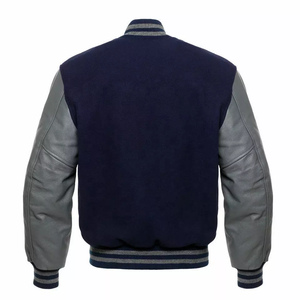 Men's Long Sleeve Varsity <b>Jacket</b> Genuine <b>Leather</b> Sleeve and Wool Blend Letterman Latest Design Varsity <b>Jacket</b> for Men - Product Image 5