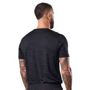 Men’s Black Space Dye Performance Training T Shirt Crew Neck Short Sleeve <b>Athletic</b> Gym Workout Running Casual Sportswear Tee - Product Image 2