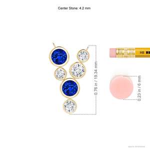 High Quality IGI Certified Bezel-Set Scattered Blue Sapphire And Diamond Necklace 14K 18K <b>Solid</b> Yellow <b>Gold</b> Multi Stone <b>Pendant</b> - Product Image 2