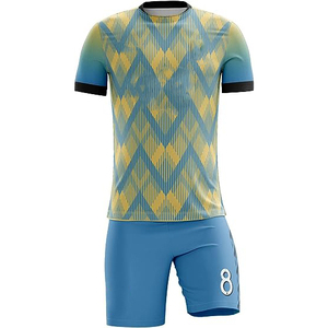 Ensemble de tenue de football à manches courtes 100% polyester, imprimé uni, personnalisable, unisexe, adulte, respirant, séchage rapide - Product Image 4