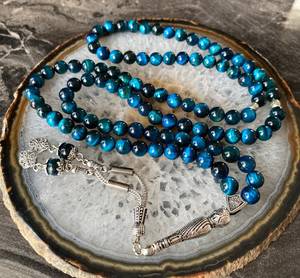 TIMELESS CRAFT - Cuentas de Oración Tasbih de Resina de Ojo de Tigre Azul, Estilo Ángel, Ecológicas, Personalizadas, Hechas a Mano, Misbaha Islámica, Ramadán, Eid - Product Image 6