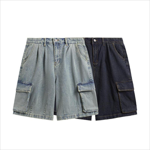 Shorts en jean amples et décontractés pour hommes, style streetwear, en coton, multi-poches, vintage, personnalisables par les fabricants, collection 2026 - Product Image 1