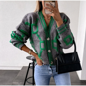 Suéter Cárdigan Personalizado para Mujer de Saleh Enterprises, Acrílico/Nailon, Clásico, Moderno, Manga Larga, Tejido Acanalado, Cierre de Botones, Casual - Product Image 2