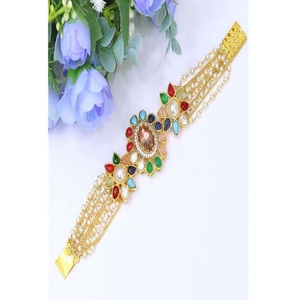 Gold Plated Fashion <b>Bracelet</b> With Zircon Stones Flower Design Women's Wedding Bohemia Style Collection - Product Image 2