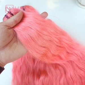 Prix usine 100% brut vierge vietnamien trame humaine dentelle perruque vague naturelle couleur rose clair Super Double dessiné Extensions de cheveux - Product Image 5