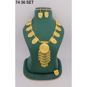 Geometric Pattern Trendy Alloy Choker Set Women's Engagement Anniversary <b>Gift</b> Dubai Gold Plated Jewelry Set Dubai Special Set - Product Image 6