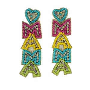 Joyería de moda pendientes bordados con cuentas de la India pendientes hechos a mano para mujeres y niñas aspecto clásico - Product Image 5