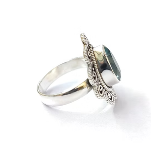 <b>Top</b> Quality Blue Quartz Gemstone Teardrop Shape Sterling <b>Silver</b> 925 Classic Wedding Ring for Women - Product Image 3