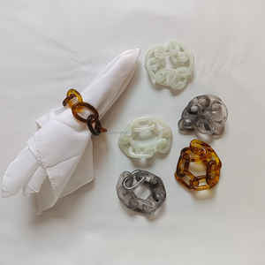Anillos de Servilleta de Resina con Cuentas Curvas Hechos a Mano, Decoraciones de Servilleta con Pedrería para Mesa, para Restaurantes y Fiestas - Product Image 5