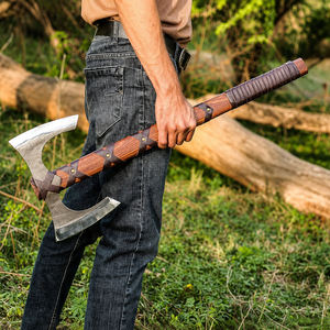 Premium Outdoor Handcrafted Double Head Outdoor <b>Axe</b> with Wooden Handle for Camping and Bushcraft Industrial & DIY Grade <b>Axe</b> - Product Image 1