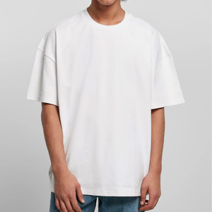 T-shirt décontracté blanc à col rond et manches courtes pour homme, 100 % coton, coupe classique, jersey uni tricoté, teinture unie - Product Image 2