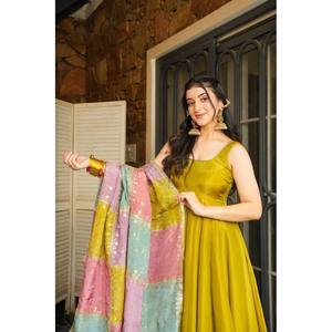 Conjuntos de trajes de diseñador para mujer-Vestido de fiesta con parte inferior y Dupatta - Product Image 5