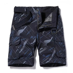 Shorts cargo en toile pour hommes, imprimé géométrique, toucher doux, style streetwear, respirant, tendance été, qualité supérieure, prix de gros - Product Image 1