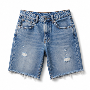 Shorts en jean vintage d'été personnalisés par le fabricant, coupe ample, style décontracté, broderie déchirée, pour hommes - Product Image 5