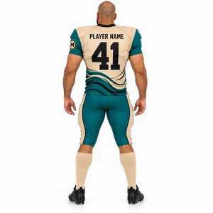 Ensemble de maillot et pantalon de football américain personnalisé, col en V, manches courtes, numéro imprimé, kaki noir, uniforme d'équipe rembourré, spandex/polyester - Product Image 3