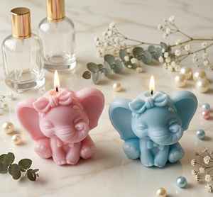 Bougie décorative personnalisée de luxe pour cadeau d'anniversaire, bougie éléphant bébé, boîte mignonne disponible, étiquette personnalisée - Product Image 6