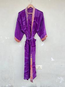 Seda Púrpura Kimono Largo Kimono Chaqueta Kimonos Cardigan Beach Cover Up - Product Image 1