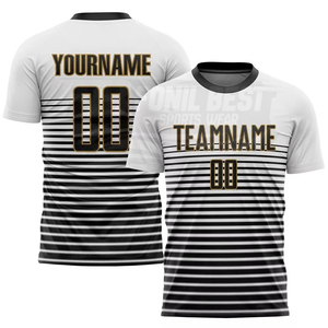 Maillot de football personnalisé sublimé unisexe à manches courtes, anti-transpiration, rayé, en polyester, col rond, pour adulte, toutes saisons - Product Image 1