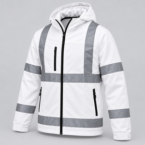 Chaqueta de seguridad de alta visibilidad clase 2, impermeable, reflectante, con capucha y cremallera, chaquetas de seguridad industrial con capucha - Product Image 6