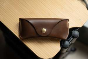 Vintage Genuine Leather <b>Glasses</b> Sleeve Luxury <b>Soft</b> Cowhide Pouch Slim Handmade Reading Eyewear <b>Case</b> Holder LGC-0176 - Product Image 1