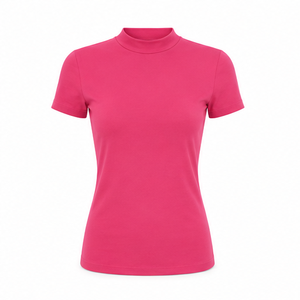 Camiseta Personalizada Rosa Claro para Mujer, Cuello Redondo, Manga Corta, Corte Ajustado, Algodón Elástico Suave - Product Image 1