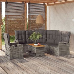 Grand ensemble de salon de jardin en rotin PE gris, collection de meubles d'extérieur durables - Product Image 1
