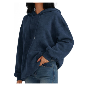 Sweat à capuche pour femme de haute qualité, 100% coton, hiver, long, broderie 3D, surdimensionné, polaire, séchage rapide, écologique, streetwear - Product Image 3
