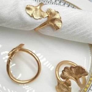 Elegant Metal Ginkgo Napkin Rings Set Luxury Gold Plated Table Napkin Buckle Holder for Hotel Restaurant Wedding Party Supplies - Product Image 1