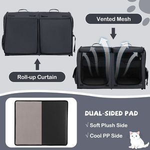 Transportín para Mascotas de Doble Compartimento con 2 Hamacas Extraíbles, Accesorios de Viaje de Primera Calidad para tus Amigos Peludos - Product Image 5