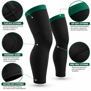 Manches de compression sportives respirantes anti-UV UPF 50+ noires pour hommes et femmes - Product Image 4
