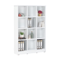 Librería Moderna de Madera Blanca con 9 Estantes, Mueble de Almacenamiento con Panel Trasero para Sala de Estar