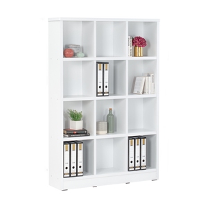 Modern <b>White</b> Wooden Bookcase 9 Shelf <b>Storage</b> <b>Cabinet</b> Floor Standing Book <b>Cabinet</b> for Living Room Home Office - Product Image 2