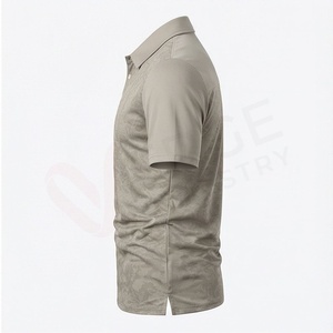 Polo en tricot à manches courtes gris pour homme, coupe classique, boutons, style décontracté - Product Image 3