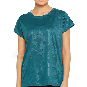 Camiseta Casual de Manga Corta con Cuello Redondo y Estampado por Sublimación en Color Verde Azulado para Mujer, Tejido de Punto de Secado Rápido, 100% Algodón Original - Product Image 1