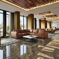Premium Echtleder Ecksofa-Set Modernes Design Langlebige Konstruktion für Wohnzimmer Schlafzimmer Büro Villa Fitnessraum Keller