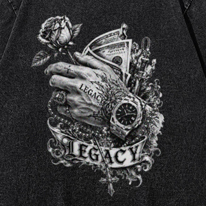 Legacy Print Men's Cotton T-<b>Shirt</b> Street Style Round Neck Short Sleeve Washed Casual <b>Shirt</b> - Product Image 5