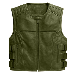 Blouson moto en cuir pour homme, classique, zippé, coupe-vent, décontracté, pour tous les jours - Product Image 6