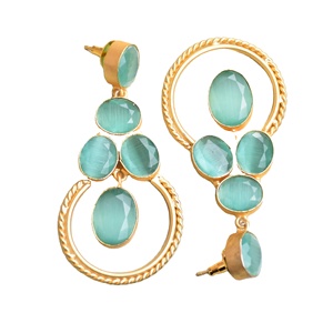 Pendientes de Latón al por Mayor, Pendientes de Piedra Orgánica a Granel, Acabado de Latón Antiguo, Diseño Único, Calidad de Exportación a Granel - Product Image 2