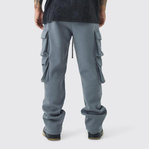 Custom Logo Men's Cargo Sweatpants Multi Pocket Baggy Track Pants Wholesale Plain Heavyweight Fleece Cargo Joggers OEM Loose Fit - Product Image 5