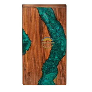 Ocean Inspired Resin & Natural Wood Cremation Urn Handmade Blue Wave Funeral Ashes <b>Box</b> by AYAANS - Product Image 1