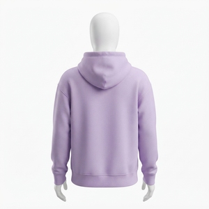 Sudadera con capucha extragrande de forro polar color lavanda para mujer, con bolsillo canguro, estilo casual urbano, etiqueta personalizada - Product Image 4
