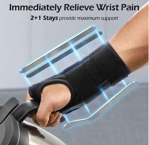 PROFIT SPORTS Black Adjustable Breathable <b>Wrist</b> <b>Support</b> Brace with Metal Splint Thumb Loop Hook and Loop Wrap for Gym Sport - Product Image 6