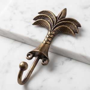Antique Brass Coconut Palm <b>Tree</b> Wall Hook Tropical Leaf Design Vintage Metal Coat Hanger for Coastal Home Decor Beach <b>House</b> - Product Image 4