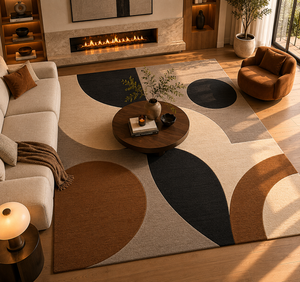 Tapis en laine tufté à la main abstrait moderne, tapis géométrique de luxe contemporain pour salon et chambre, taille personnalisée - Product Image 5