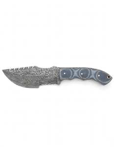 Couteau utilitaire lourd en acier Damas fait main, manche en Micarta gris, outil artisanal à double affûtage - Product Image 1
