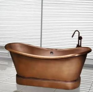 Élégance Cuivrée : Transformez Votre Rituel de Bain - Baignoire Cuivrée Brillante, Intérieur Poli Nickel, Hamélisée et Bordée - Product Image 3