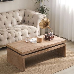 Tavolino da Caffè Moderno Rustico con Piano Flottante in Legno, 121,4 cm L x 59,9 cm L x 41,4 cm H, Design Rettangolare per Soggiorno - Product Image 2